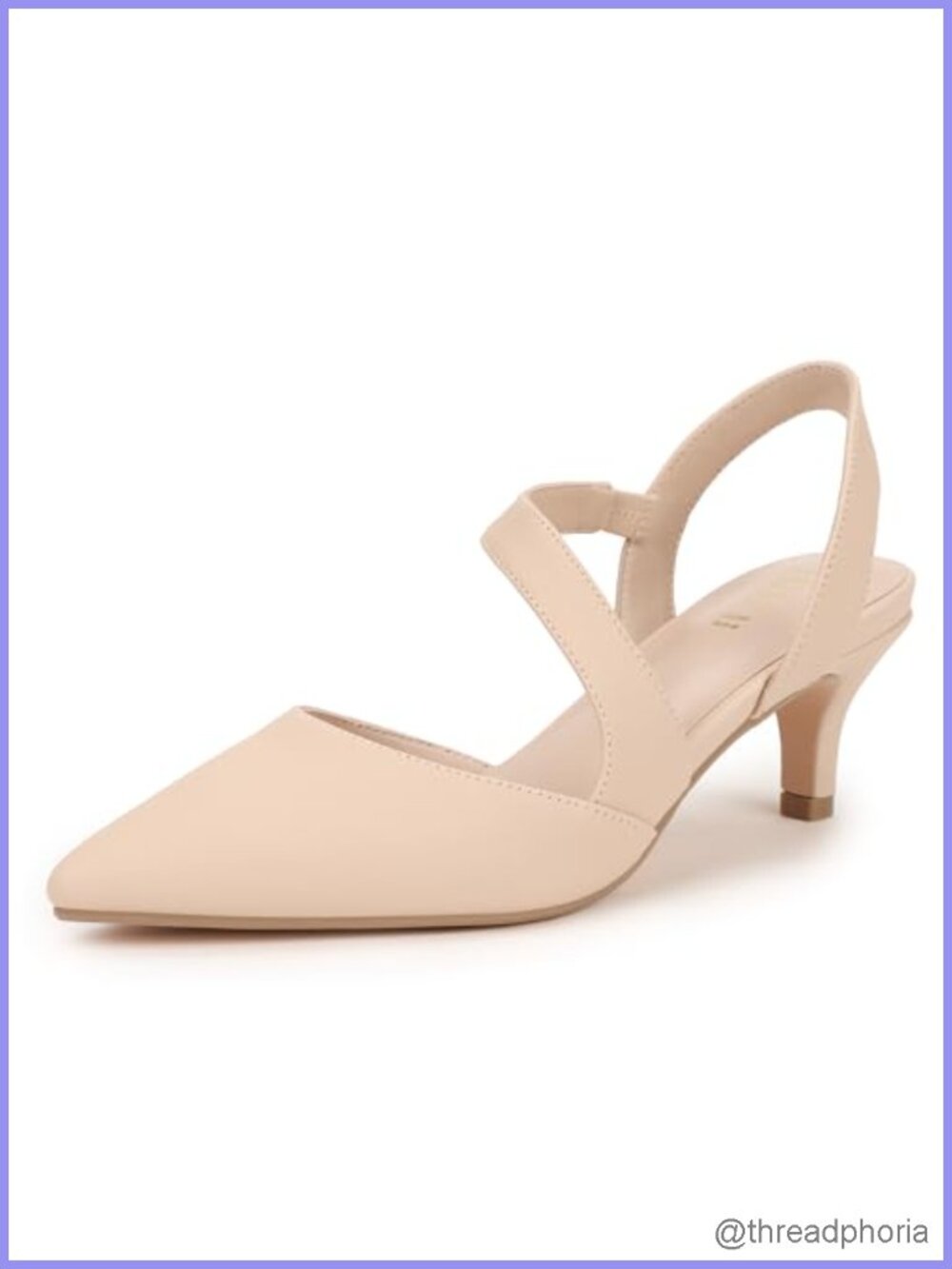 Women's Slingback Kitten Heel Pumps - Faux Leather, 2 Inch Heels, Pointed Toe